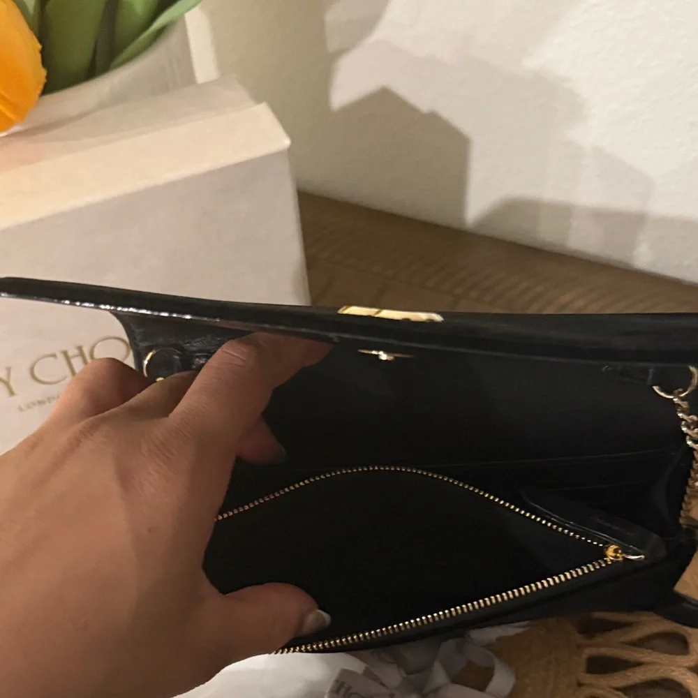 Jimmy Choo Black Velvet Clutch with Silver Logo - Picture 3 of 5